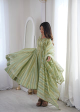 DESIGNER ZARI STRIPED FESTIVE WEAR GOWN