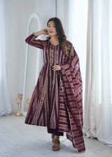 DESIGNER ZARI STRIPED FESTIVE WEAR GOWN