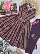DESIGNER ZARI STRIPED FESTIVE WEAR GOWN