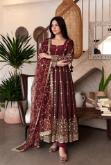 ROYAL ZARI EMBROIDERED FESTIVE ANARKALI GOWN SUIT (11 COLOURS)