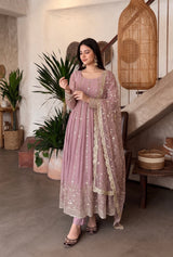 ROYAL ZARI EMBROIDERED FESTIVE ANARKALI GOWN SUIT (11 COLOURS)