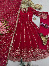 ROYAL ZARI EMBROIDERED FESTIVE ANARKALI GOWN SUIT (11 COLOURS)