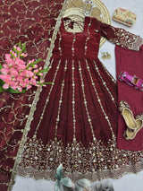 ROYAL ZARI EMBROIDERED FESTIVE ANARKALI GOWN SUIT (11 COLOURS)