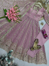 ROYAL ZARI EMBROIDERED FESTIVE ANARKALI GOWN SUIT (11 COLOURS)