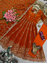 ROYAL ZARI EMBROIDERED FESTIVE ANARKALI GOWN SUIT (11 COLOURS)