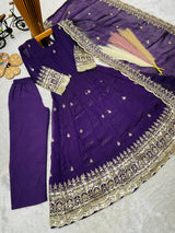 FULL FLARED ETHNIC ANARKALI WITH GOLD BORDER