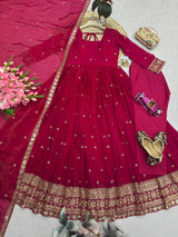 HEAVY EMBORDER ANARKALI GOWN WITH MATCHING PANTS