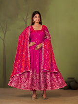 HEAVY GOLD ZARI EMBROIDERED ANARKALI GOWN WITH DUPATTA