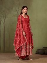 HEAVY GOLD ZARI EMBROIDERED ANARKALI GOWN WITH DUPATTA