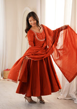 FESTIVE PARTY WEAR ANARKALI SUIT SET WITH SLIM TROUSERS