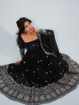 FANDY SILK FLARED ANARKALI GOWN WITH DUPATTA