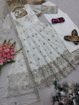 FANDY SILK FLARED ANARKALI GOWN WITH DUPATTA