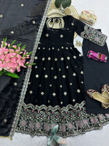FANDY SILK FLARED ANARKALI GOWN WITH DUPATTA