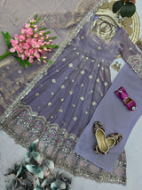 FANDY SILK FLARED ANARKALI GOWN WITH DUPATTA