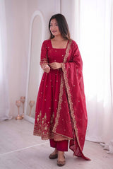 EMERALD EMBROIDERED ANARKALI GOWN WITH DUPATTA