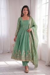 EMERALD EMBROIDERED ANARKALI GOWN WITH DUPATTA