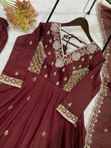 LUXURIOUS BURGUNDY GEORGETTE ANARKALI SET FOR WEDDINGS & PARTIES