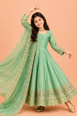 FULL FLARED ETHNIC ANARKALI WITH GOLD BORDER