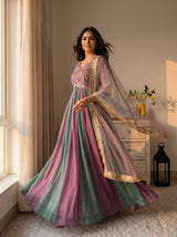 SEQUINED MULTICOLOR ETHNIC GOWN