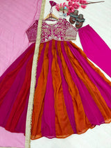 SEQUINED MULTICOLOR ETHNIC GOWN