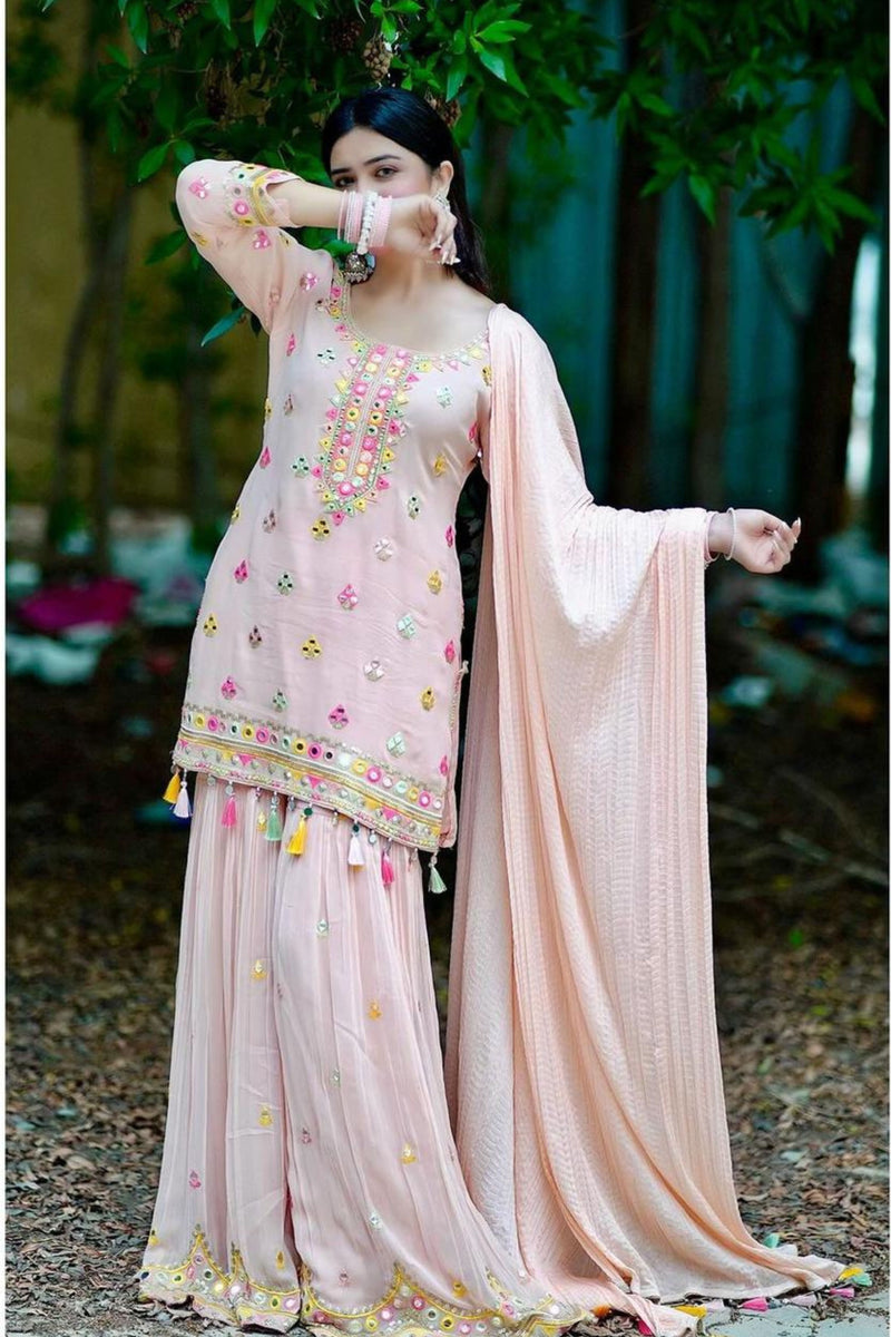 Graceful Pink Palazzo suit with Dupatta