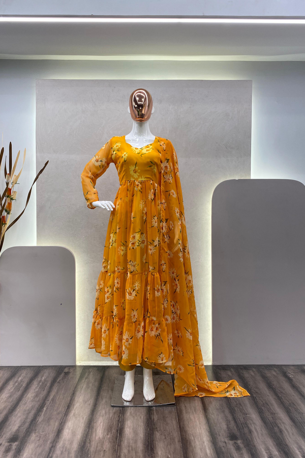 Haldi  Special Yellow Georgette Gown