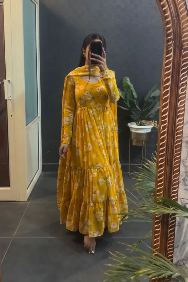 Haldi  Special Yellow Georgette Gown