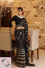 Black Soft georgette Sequence Saree