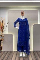 Real Blue georgette Plazo Suit