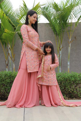 Trendy Peach colour mother daughter Combo Set