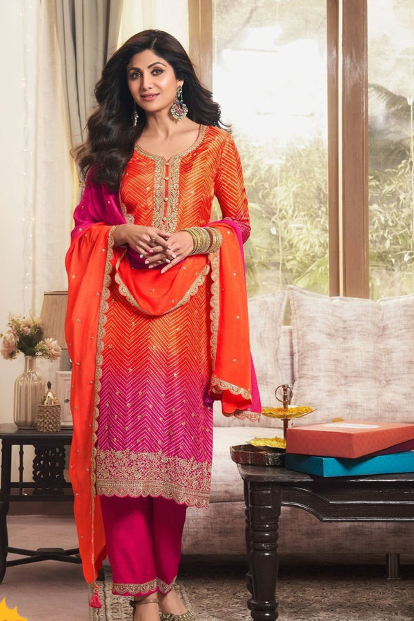 Designer Embroidery Work Silk suit