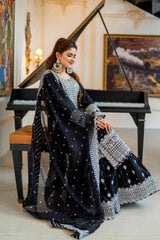 Black Party Wear Sharara Suit