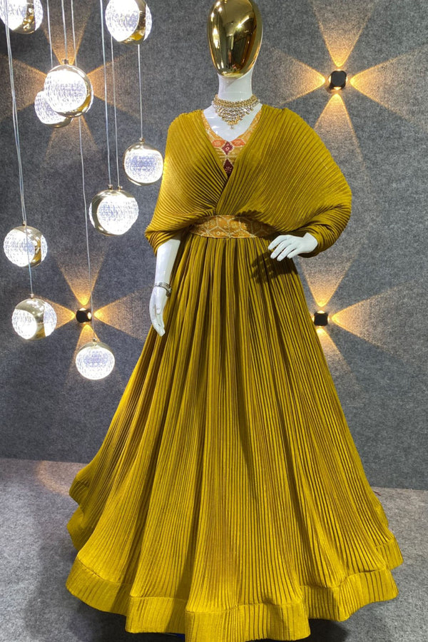 Yellow Party Wear Designer  Gown