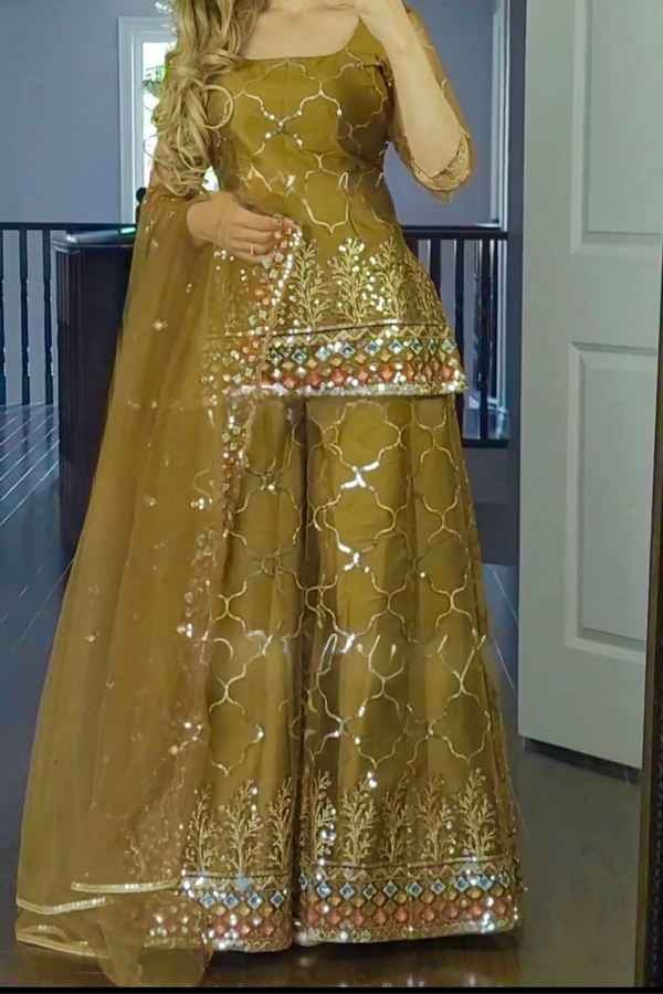 Georgette Sequence Sharara Suit with Dupatta