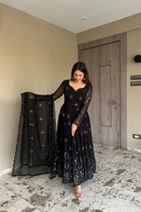 Outstanding Black Georgette Gown