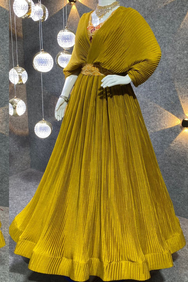 Yellow Party Wear Designer  Gown