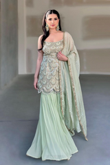 Admirable Sea Green Designer Sharara Pair