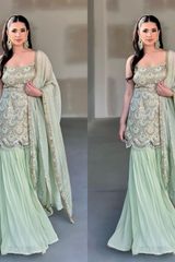 Admirable Sea Green Designer Sharara Pair