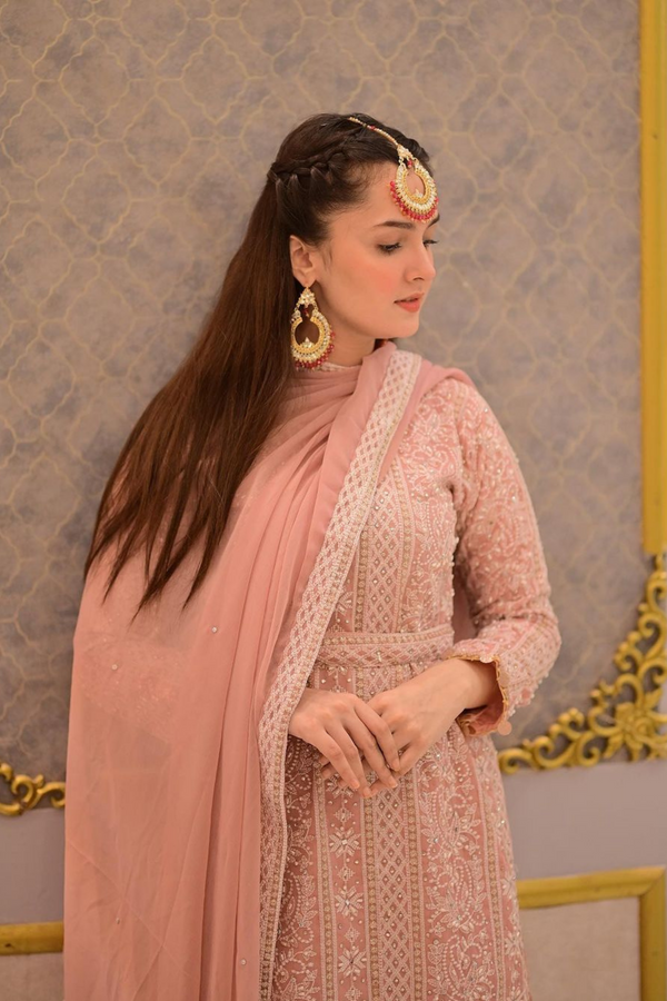 Designer Pink Georgette Sharara Suit