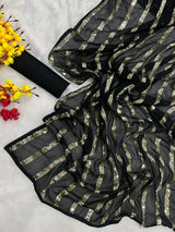 Black Soft georgette Sequence Saree