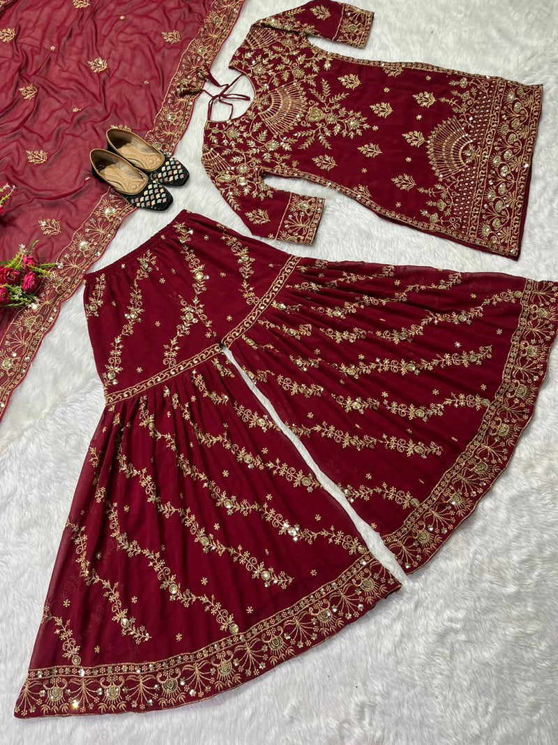 Gorgeous Red  Designer Sharara Suit