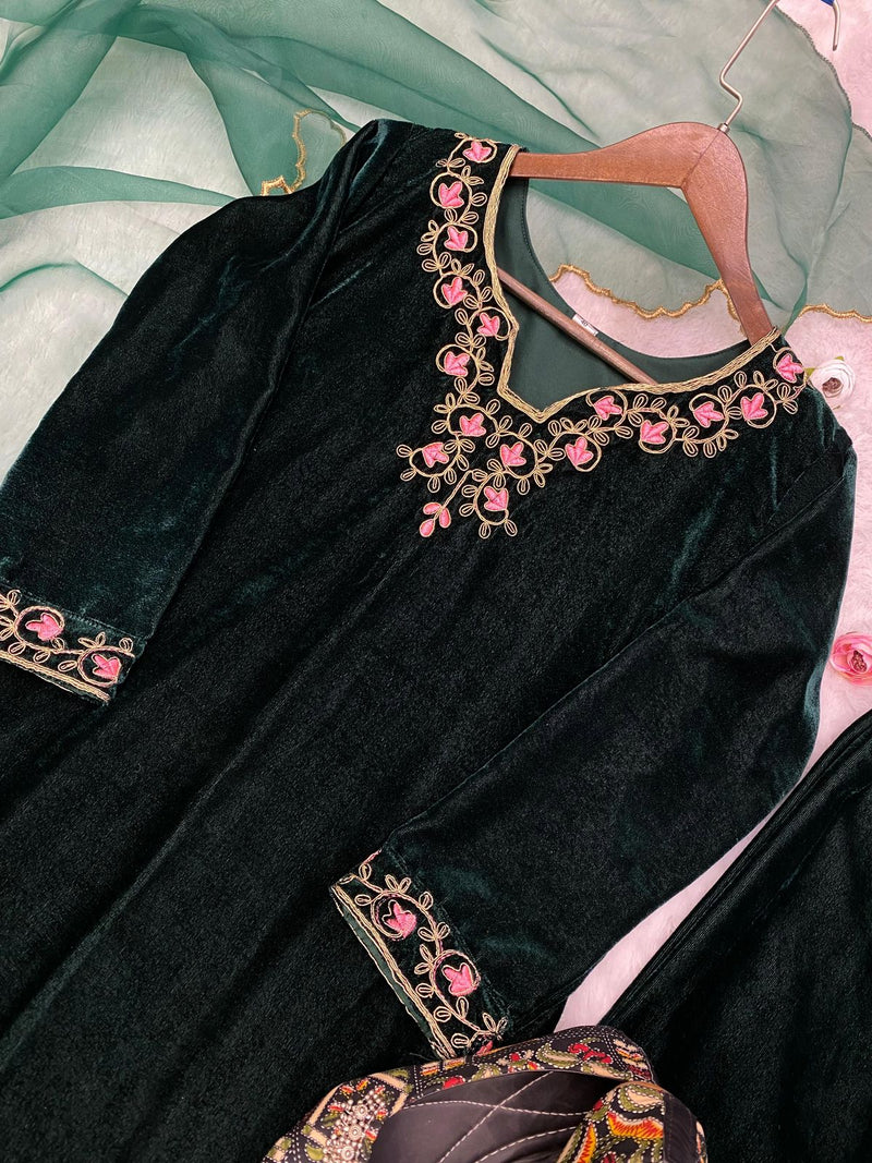 FUNCTION WEAR A VELVET CORDING EMBROIDERY WORK SUIT