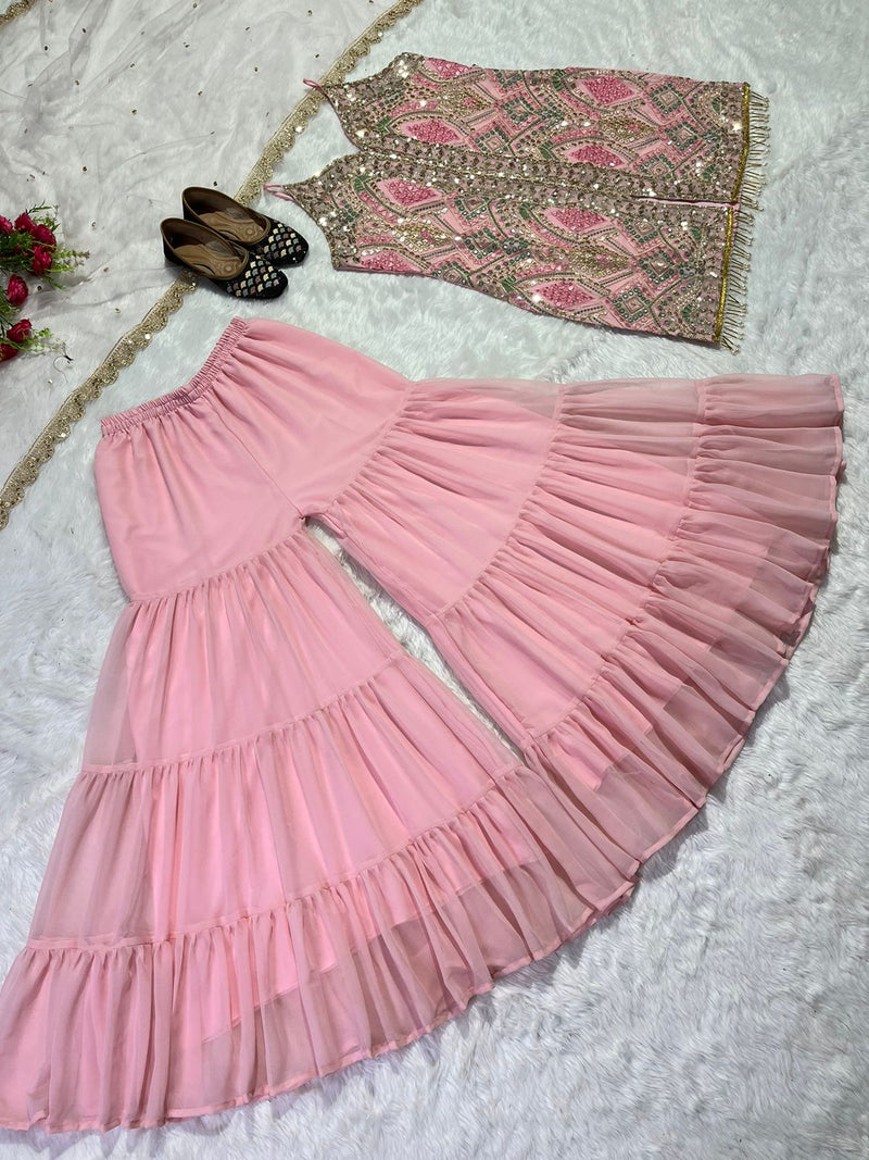 Party Wear Pink Sharara Pair