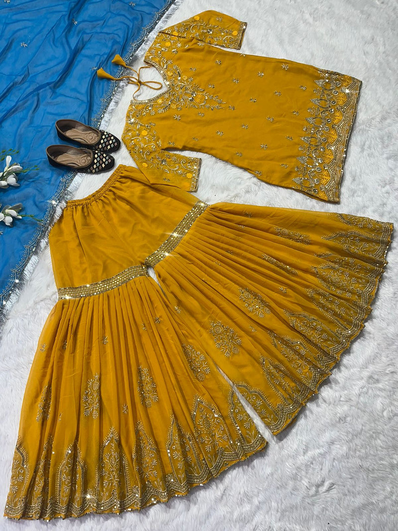 Fantabulous Yellow  Sharara Pair