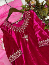 Trendy Pink velvet Designer Suit