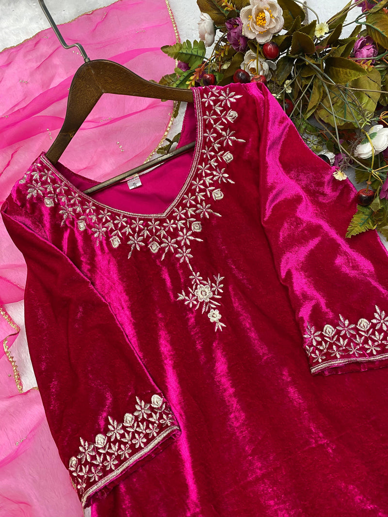 Trendy Pink velvet Designer Suit