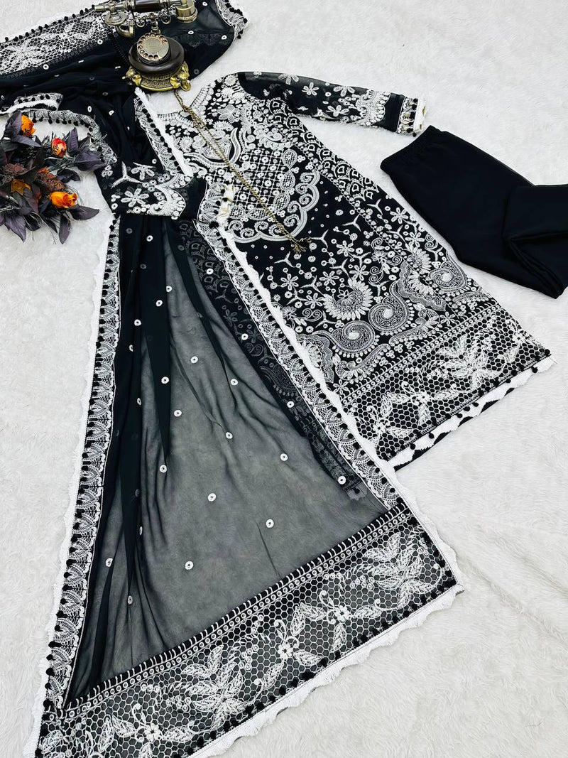 Rich Black Georgette with embroidery Suit