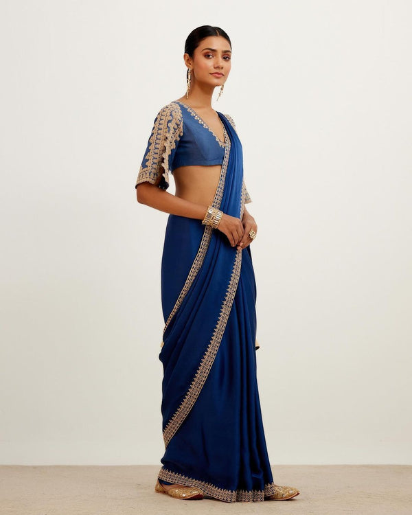 Royal Blue Crepe Silk Saree