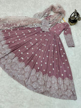 Fashionable Onion Color Gown With dupatta