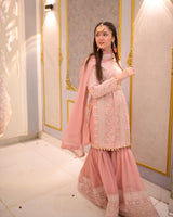 Designer Pink Georgette Sharara Suit